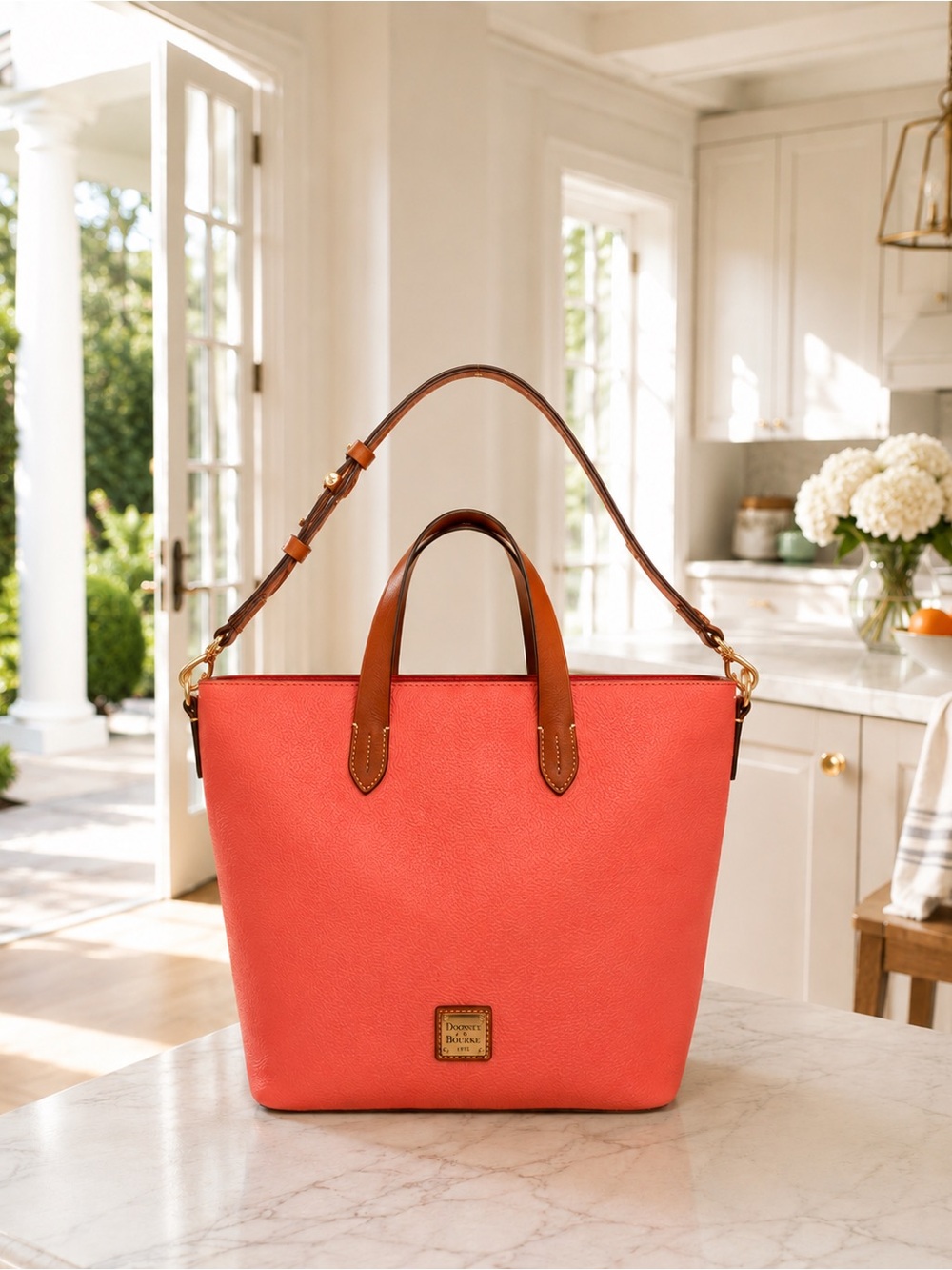 Dooney & Bourke Lilliana Shopper Tote | Coral Pebble Grain Leather | British Tan